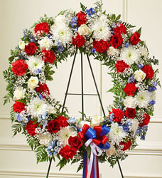 Serene Blessings Standing Wreath - Patriotic Flower Power, Florist Davenport FL